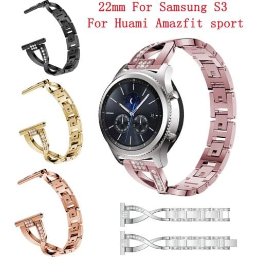 Stainless steel alloy watch band strap for Samsung S3 22mm 46mm Replacement fashion bracelet for huami Amazfit Sport smart strap