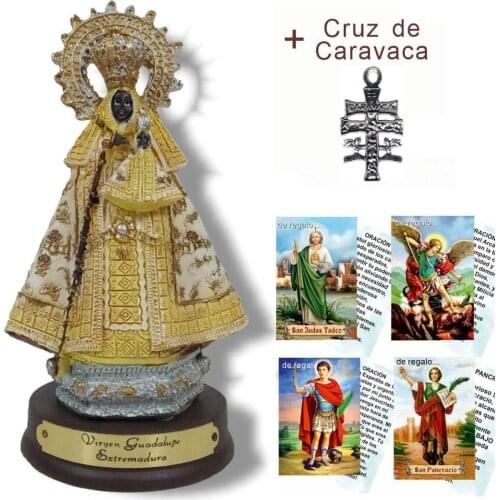 Figure Virgin Guadalupe de Caceres de 11 cms + home Cross-Caravaca + printed pictures