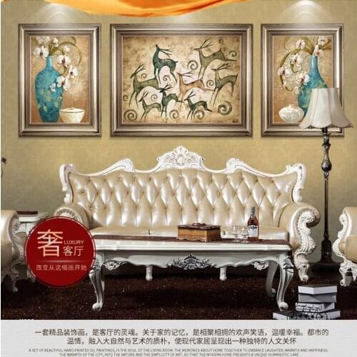 Needlework,DIY cross-stitch,Full embroidery kit,classic vase rose lucky deer print pattern cross stitch gift wall home decor