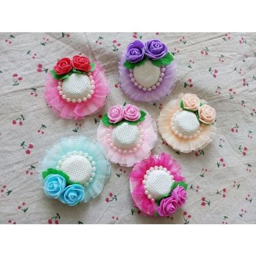 Pet lovely hat clip pearls Roses Lace headdress pet clip dog hairpin Pet grooming Pet accessories 1pcs