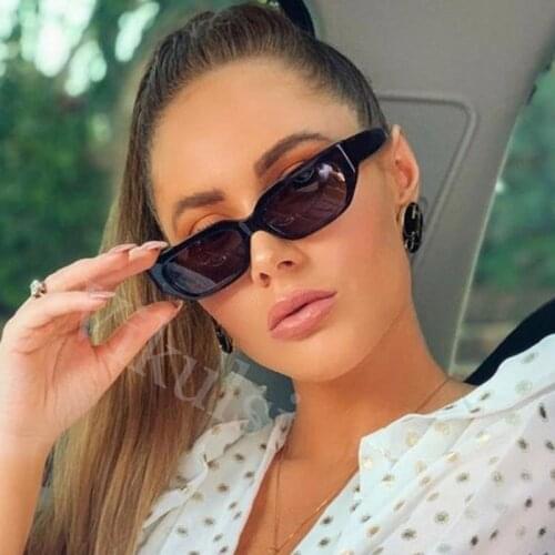 Retro Exquisite Small Frame Rectangle Womens Sunglasses 2021 Shades Black Vintage Cat Eye Sun Glasses Women Men Plastic Eyewear