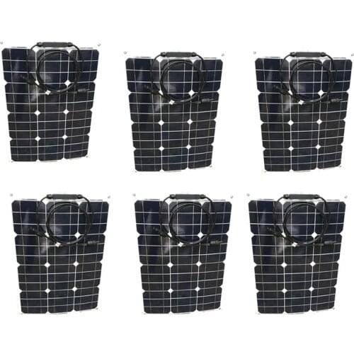Wholesale Panel Solar Flexible 12v 35w 6Pcs Phone Solar Car Battery Charger Panneaux Solaire 210w 220v Boat Caravan Car Camp LED