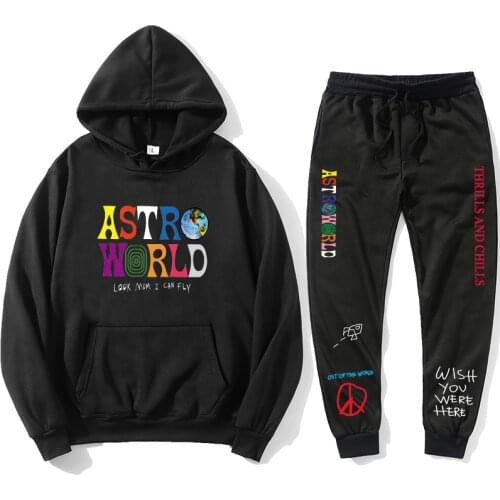 Astroworld THRILLS AND CHILLS Hoodies Plus pants Autumn Streetwear Pullover Travis Scotts Young Men Women FashionHip Hop Printin