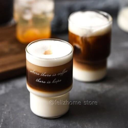Creativity can stack glass latte cup home breakfast milk cup high temperature resistant glass water cup can be microwave