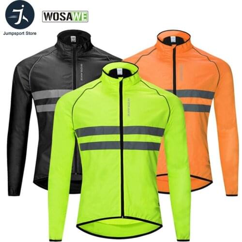 WOSAWE Windproof Cycling Jackets Hooded Men Riding Waterproof Cycle Clothing Bike Long Sleeve Jerseys Reflective Vest Wind Coat