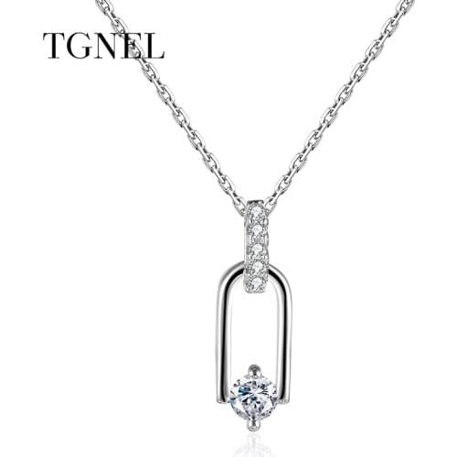 TGNEL S925 Sterling Silver Necklace Pendants Silver Color Fine Jewelry Choker for Women Sweater Chian Zircon Stone 925 Silver