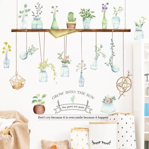 1 New Style Pendant Vase Hipster Plant Potted Artistic Wall Stickers for Living Room Bedroom Sofa Background Art Mural