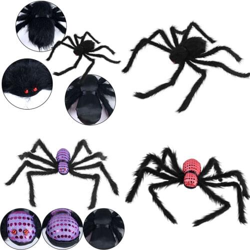1pcs 75cm Halloween Giant Spider Scary Red Eyes Animal Bar Haunted House Garden Home Halloween Horror Decoration