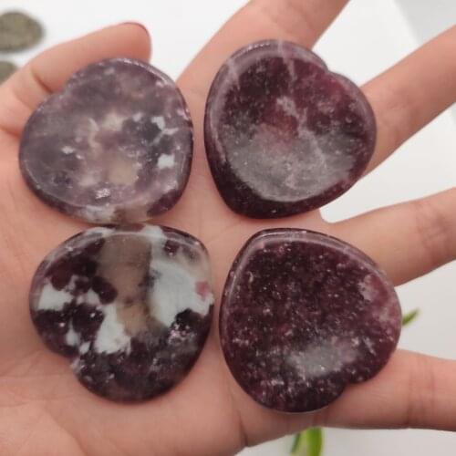 1pcs natural Ziyun mother thumb heart button Healing quartz Crystal therapy craft Reiki treatment Minerals stones