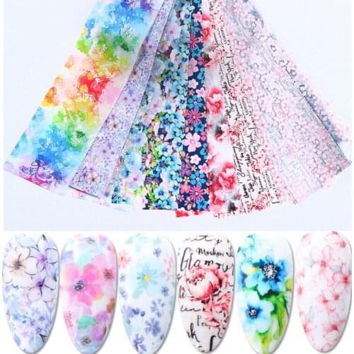 10pc Butterfly Starry Flower Sliders for Nails Star Transfer Foil Set Holographic Blossom Sticker Decoration Manicure Designs