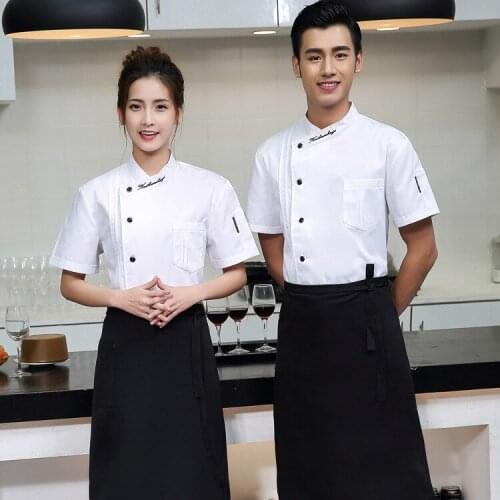 2018 New Summer Short-sleeve Breathable Restaurant Chef Jacket Kitchen Cook Suit Net Back Man Woman Chef Uniform B-6038