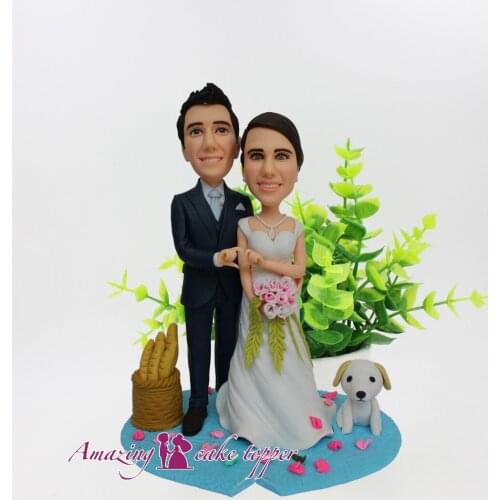 2019 AMAZING CAKE TOPPER Toys Love forever, live together, pet dog And Groom Gifts Ideas Customized Figurine Valentines Day