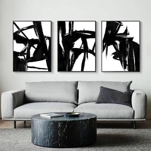 3 Panel Painting Abstract Black Canvas Prints And Posters Nordic Modern Wall Art For Living Room Home Decoration