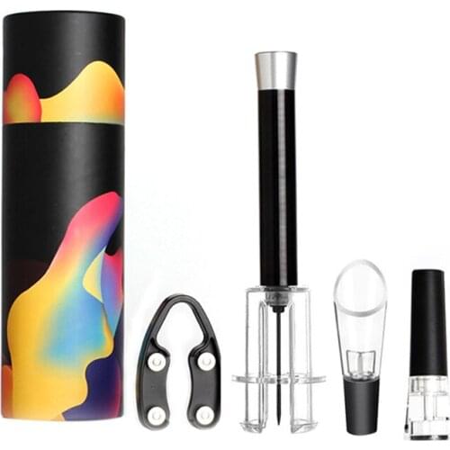 4pcs/set Wine Opener Set Air Pressure Pump Bottle Opener Cork Remover Stainless Steel Wine Accessory Tool Kit Kitchen Amicably