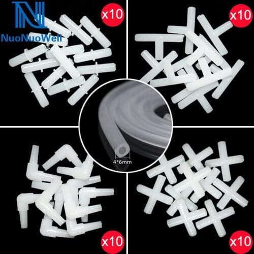 4Types Straight 2/3/4Ways Connector For 4X6MM Air line Flexible Rubber Hose Joints Fish Tank Oxygen Tube Pump Accessories