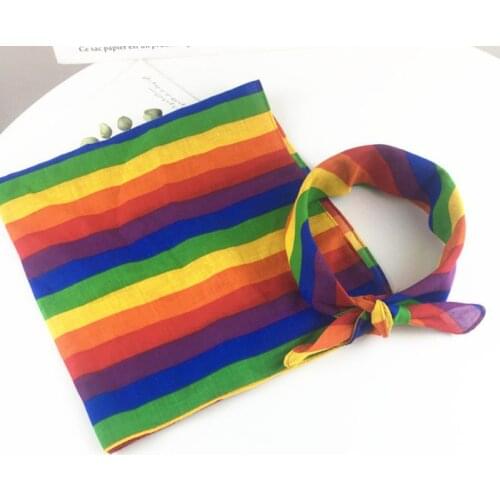 Unisex Rainbow Stripes Bandana Headband Hip Hop Dancing Square Neck Tie Head Scarf Gay Lesbian Party Parade Celebration Supplies