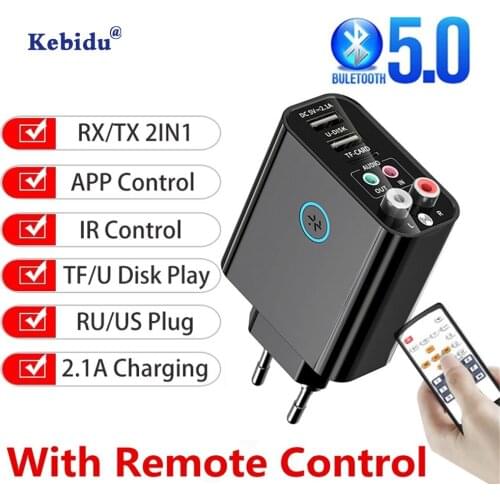 2 in1 Wireless Adapter Bluetooth 5.0 Audio Receiver Stereo TF/U Disk Play Quick For Car Music Audio Headphone TV APP Control USB