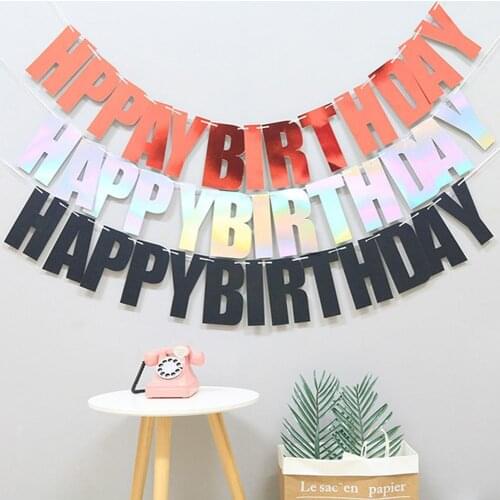 Glitter Paper Happy Birthday Banners Garland Flag Kids Birthday Party Decoration Photo Booth Party Hanging Party Decor Supplies