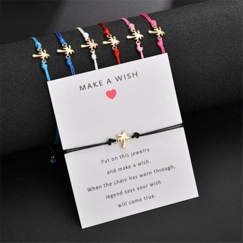 Fashion Card Coconut Tree Bracelet Bangle Vintage Adjustable Rope Chain Bracelet Statement Female Party Jewelry Gifts