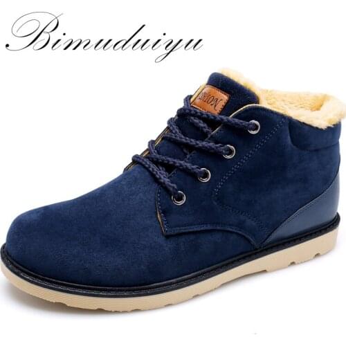 BIMUDUIYU Brand Cheap Keep Warm Men Winter Ankle Boots Light /Comfortable Fluff And Cotton Shoes Fashion Casual Essential Boots
