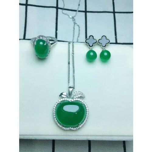 C12#925 silver inlaid natural chalcedony set
