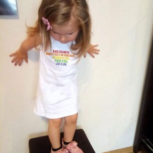 Knee-length Dresses Sleeveless Children Dress 4T-9T Summer Dress Black Lives Matter Printing Kids Clothes Leisure Fashion Kawaii