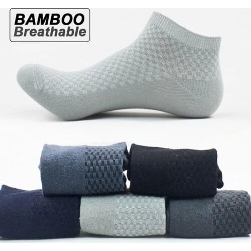 Mens Bamboo Fiber Business Socks Short Breathable Shallow Sweat-absorbent Boat Socks High Quality Male 5 Pairs/Lot