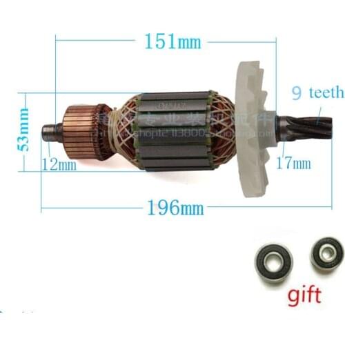 AC 220-240V 9 teeth Armature Motor Replacement for HITACHI PH65A PH-65A 65A 85A 75A 95A Hammer Drill Rotor Engine Parts