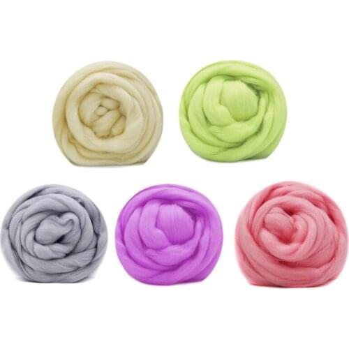 50g (10gx5 Colors) Felt Wool 19 Microns Superfine Merino Wool Roving Wool Natural Wool for Wool Felting Kit
