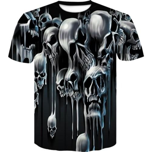 Skull print T shirt for Men summer Funny T-shirts tops 3d Printing Short Sleeve Punk Rock Style Big Size streetwear camisetas