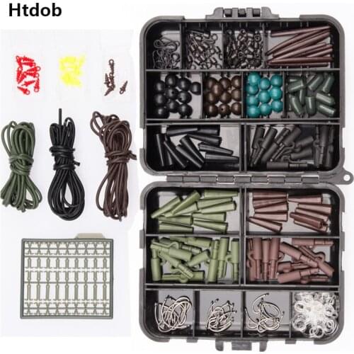 Htdob Assorted Carp Fishing Accessory Line Stopper Hook Swivel Rubber Sleeve Sinker Lock Hair Rig Terminal Tackle Box