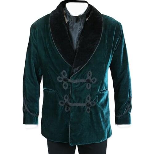 2018 Tailored Made Green Velvet Smoking Jacket Suit Men Slim Fit 2 Piece Groom Tuxedo Custom Suits Prom Blazer Terno Masculino