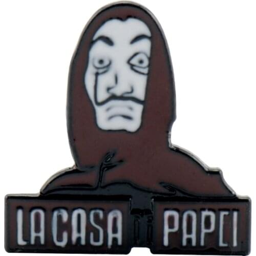 Trendy Brooches Spanish Movie Money Heist Brooch Pins Lettered La Casa De Papel Badge Lapel Pin Salvador Dali Enamel Jewelry