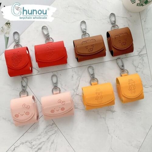 Cartoon Portable Airpods Keychain Cute Bear Anti-drop Airpods Bluetooth Headset Protective Case Key Chain Accessories Wholesale