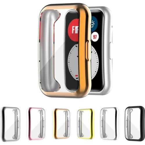 Plating TPU Soft Protection Case For Huawei Watch Fit Full Screen Protector Cover Edge Frame Bumper For Huawei Fit Watch Cases