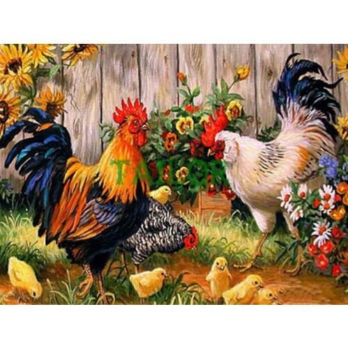 Wall stickers Cuadros 5D diamond painting Cross stitch kit set Full square haft diamentowy animal bird cock Mosaic art colour 1