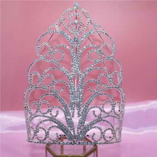 New Birthday Gift Big Crown Luxury Rhinestone Crystal Charm Bridal Wedding Exquisite Crown Womens Headdress Accessories