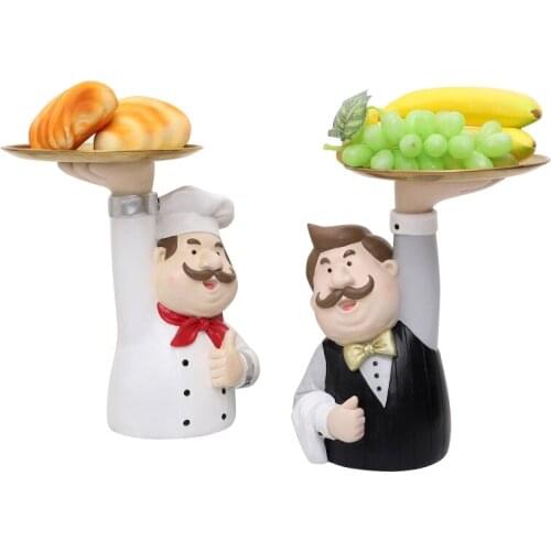 Resin Chef Dessert Plate Bearded Cake Fruit Snack Tray Home Decor Personality Storage Living Room Kitchen Desktop Decoration