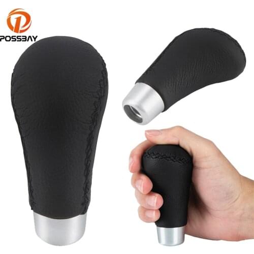 POSSBAY 1Pc Gear Shift Knob 5/6 Speed Shifter Lever Handbrake Manual Transmission Leather Universal Car Goods Interior Parts