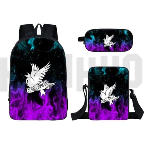 16 Inch Anime Lil Peep School Bag Backpacks for School Teenagers Girls 3D Print Bagpack Sac A Doc Pencil Case 3 Pcs Set Bag