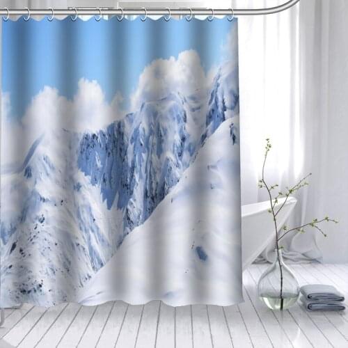 Landscape Snow Shower Curtain 3D Waterproof Polyester Fabric Bath Curtain High Defintion Printing 12 Hooks For The Bathroom