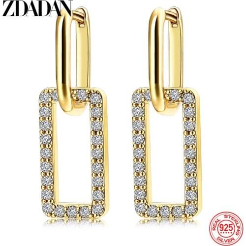 Женские золотые серьги ZDADAN China At AliExpress