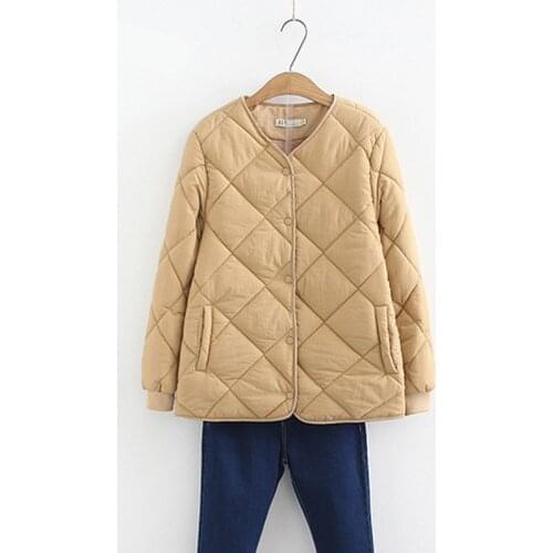 Thin Parkas Coat For Women Casual V-neck Loose Single Breasted Long Sleeve Plus Size Thin Cotton Padded Outerwear 3 Colors 2020