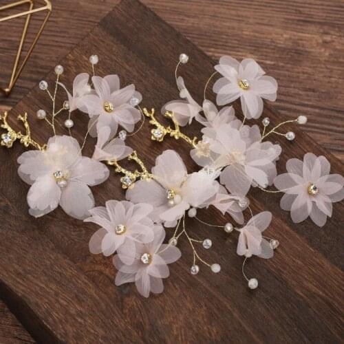 Gold Pink White Red Floral Wedding Hair Comb Pins Charming Women Hair Ornament Handmade Wedding Prom Party Hair Accessories
