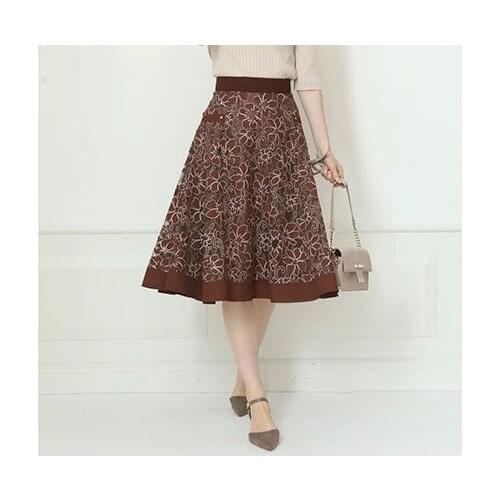 Ladies Stylish High Waist Lace Patchwork Misi Skrit - Women Aline Skirt With Lining
