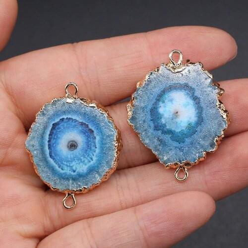 Handmade Irregular Pendant Female Natural Connector Gems Stone Agates Druzy Necklace Round Drop Pendant Women Jewelry Making