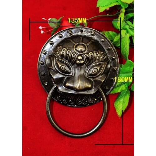 Bronze Color Brass Chinese Vintage Animal Beast Head Furniture Door Pull Handle,135*180mm,1PC