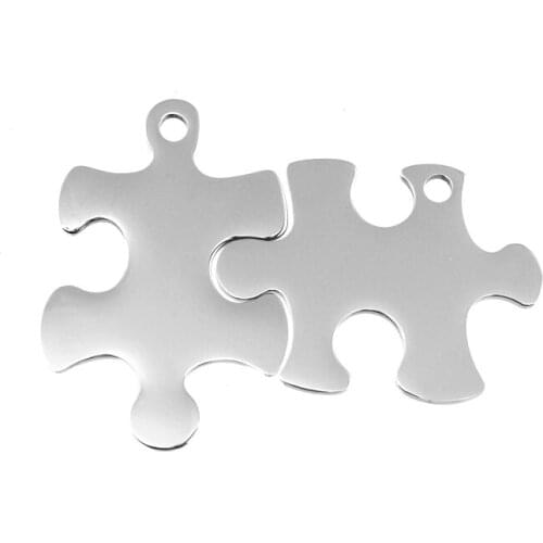 100pcs Risul blank jigsaw puzzles couple charms Pendant for personalized customized stainless steel DIY Jewelry