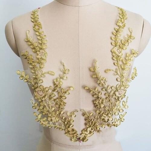 2 Pairs New Car Bone Lace Flower Pair Lace Wedding Dress Diy Head Jewelry Fabric Decoration Performance Applique Accessories