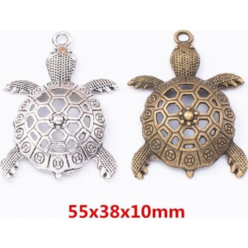 2pcs/lot Two color Metal alloy Tortoise charms Ocean Tortoise Pendant Bracelet Key chain Diy handmade jewelry